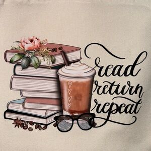 Book bag library tote stacks and coffee